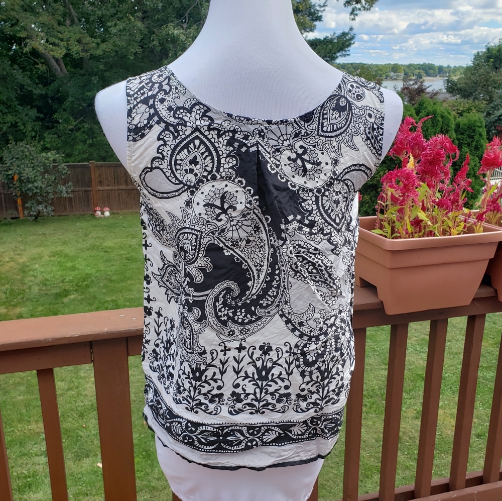++ SILK Pasley Black and White Cami Tank Blouse THE LTD Sz S - Picture 2 of 13